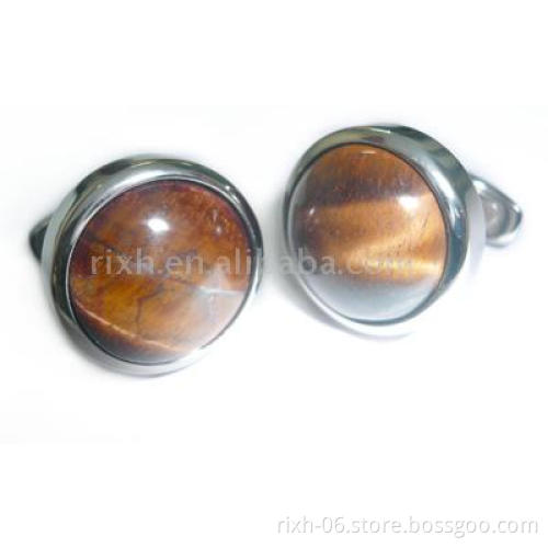 skin-friendly titanium tiger's eye cufflink